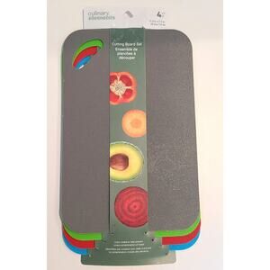 Culinary Elements Cutting Board Set 4 Piece Plastic Color-Coded 11x7 New Unused